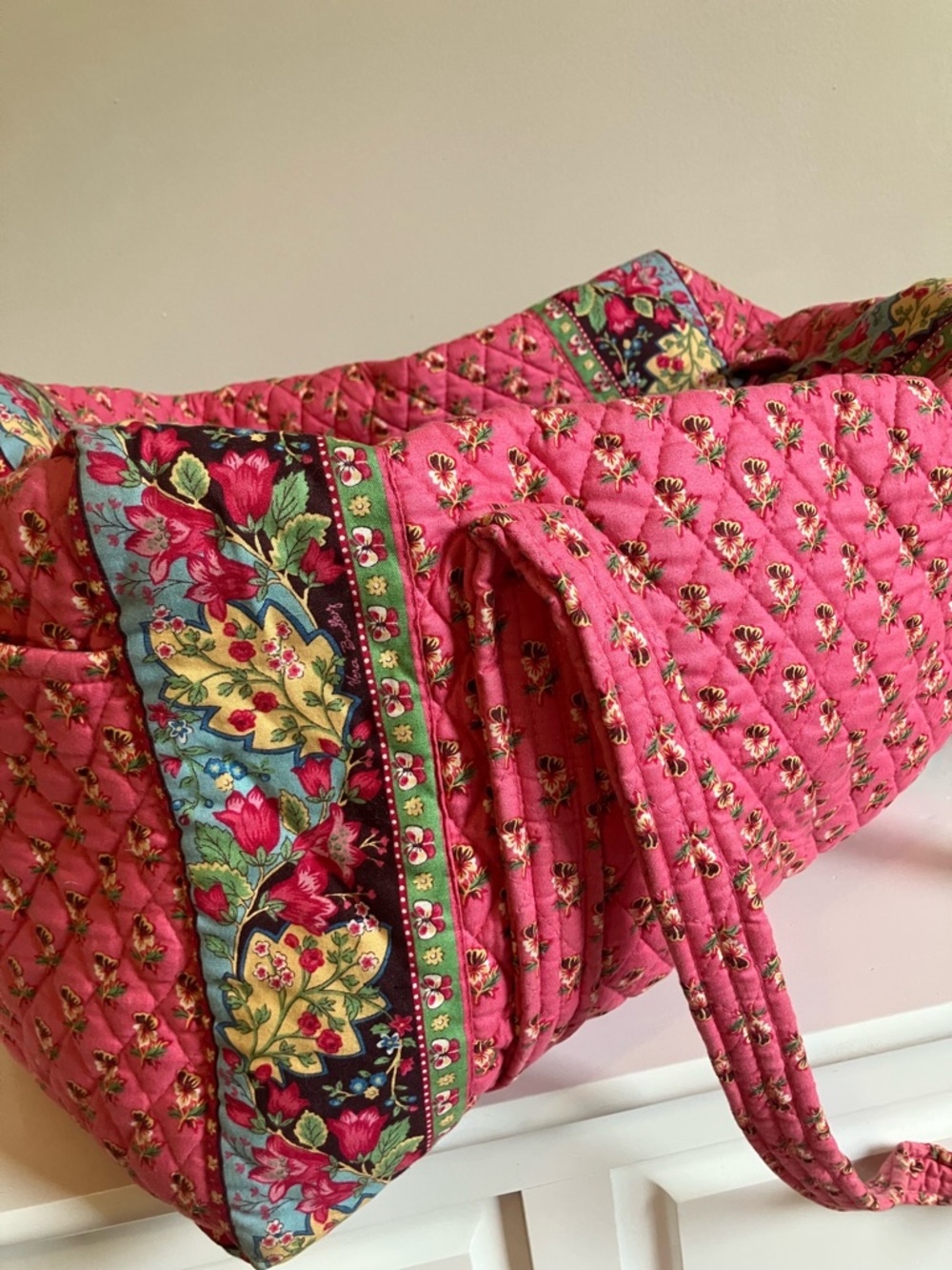 Vintage Vera Bradley Pink Pansy Duffle Bag - Picture 5 of 11
